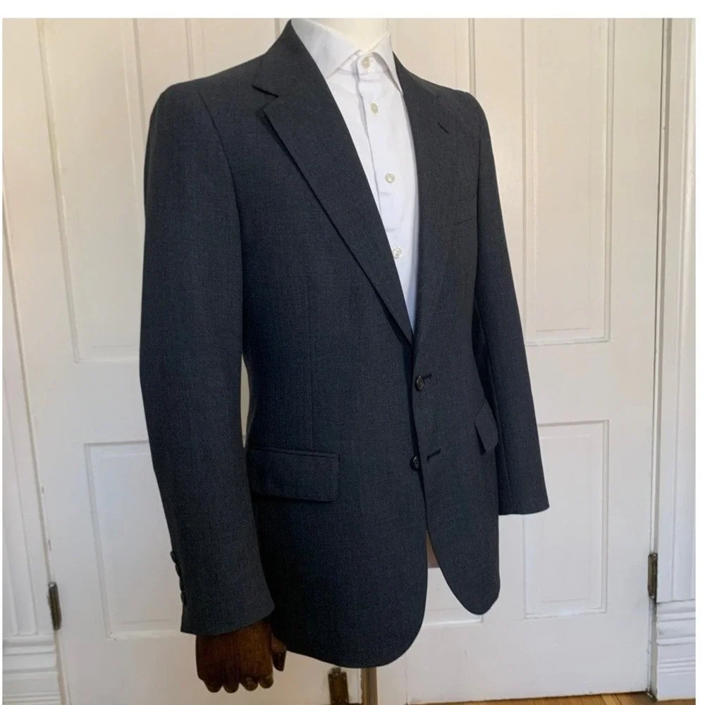 Vintage Polo University Club Ralph Lauren Gray Virgin Wool Blazer USA Mens 40R
